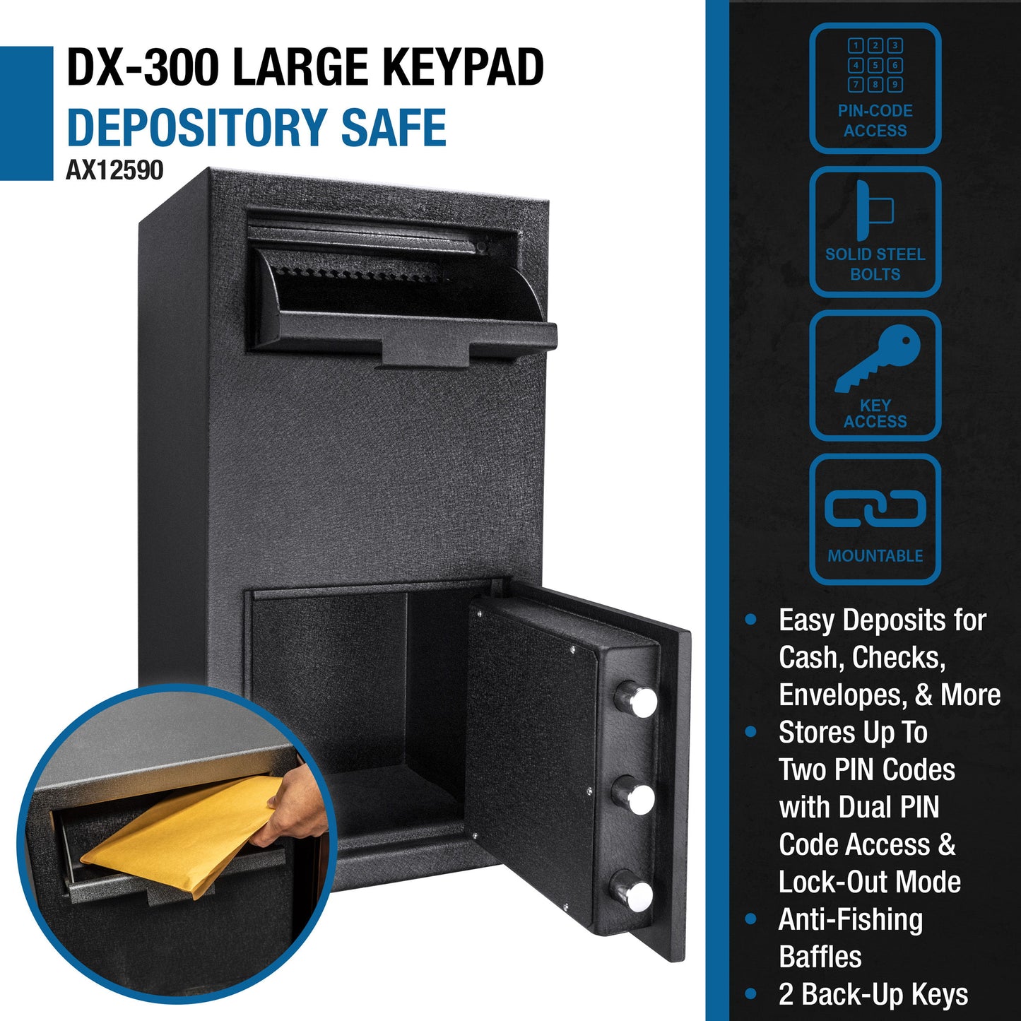 1 72 Cu Ft Keypad Depository Safe - Black