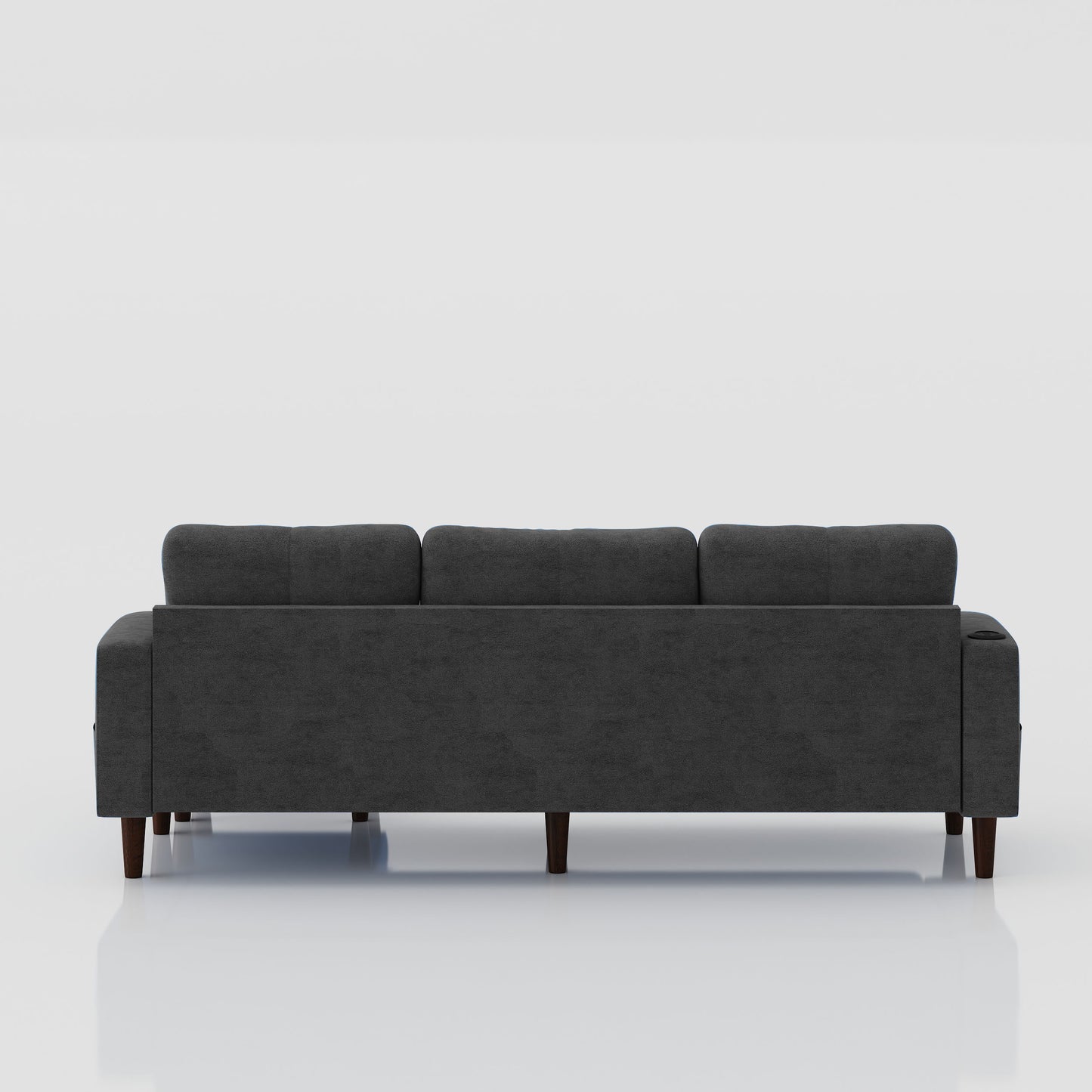 Convertible Combo Sofa, Sofa L Shaped, Sofa With Storage Cabinet Footstool, Living Room Sofa, Living Room 3 Seat Combo Sofa - Dark Gray