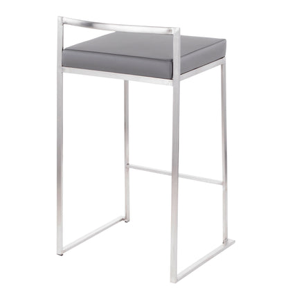 Fuji - Contemporary Stackable Counter Stool (Set of 3) - Gray