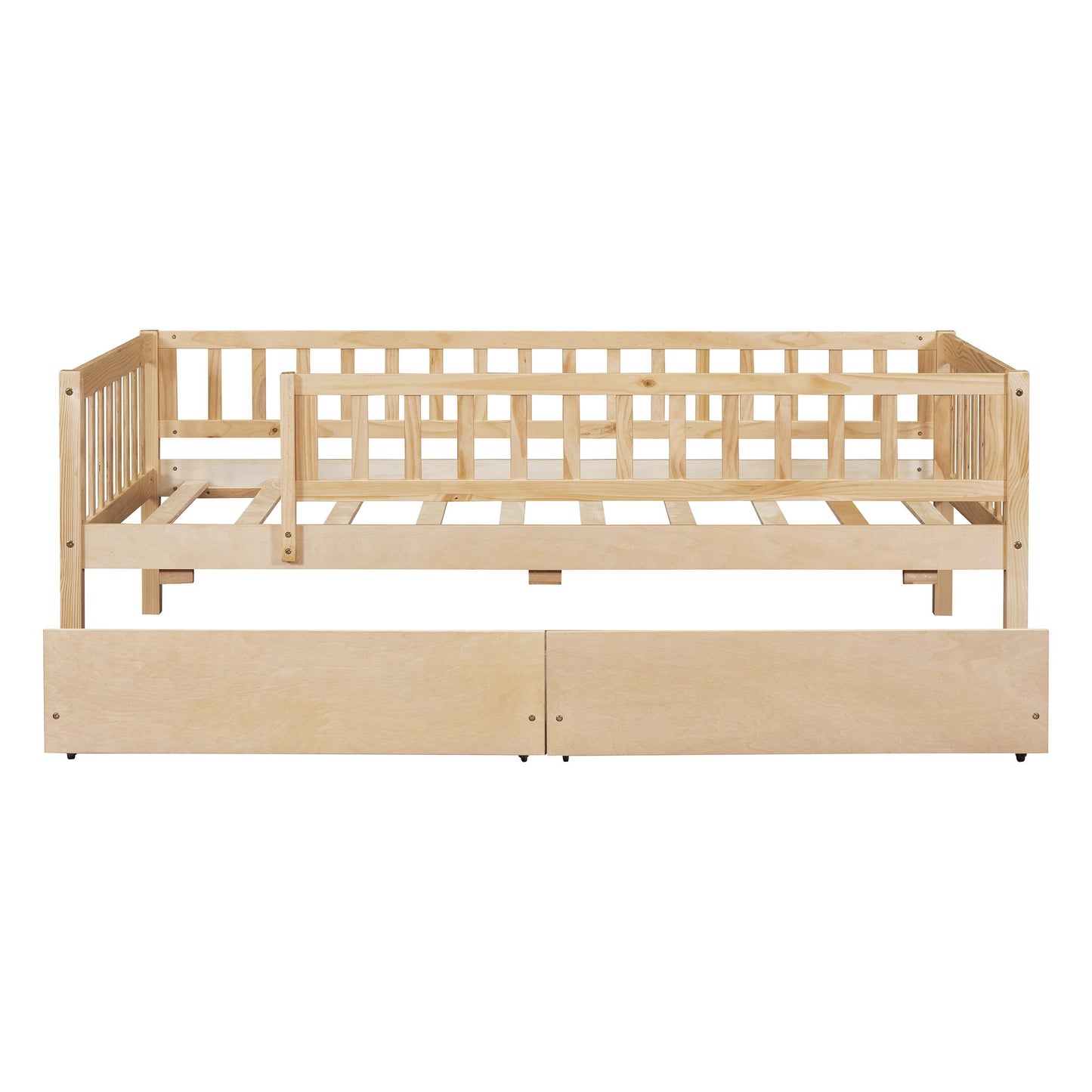 Twin Size Daybed Bed With Two Drawers - Natural