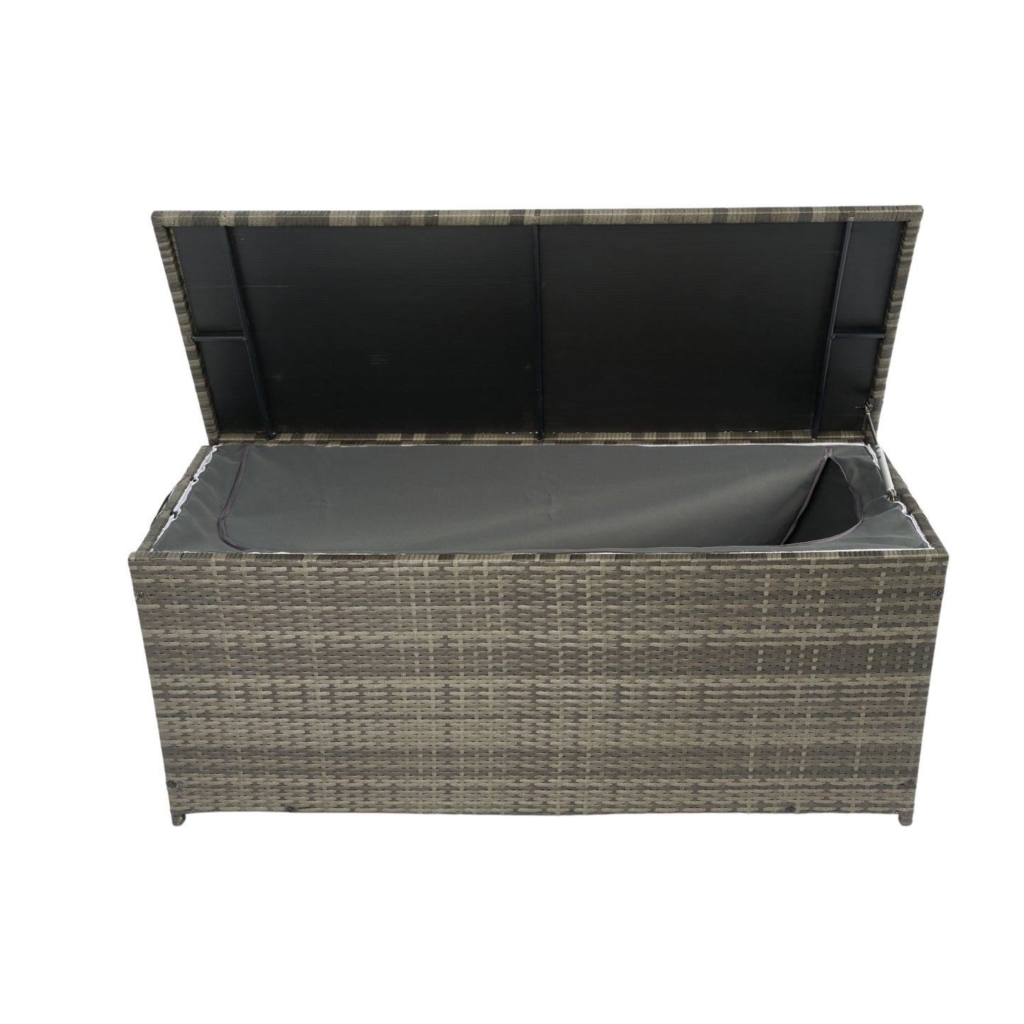 Outdoor Storage Box, 113 Gallon Wicker Patio Deck Boxes With Lid, Outdoor Cushion Storage For Kids Toys, Pillows, Towel, Wicker - Gray