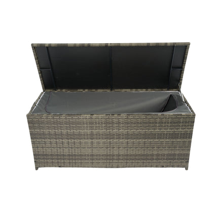 Outdoor Storage Box, 113 Gallon Wicker Patio Deck Boxes With Lid, Outdoor Cushion Storage For Kids Toys, Pillows, Towel, Wicker - Gray
