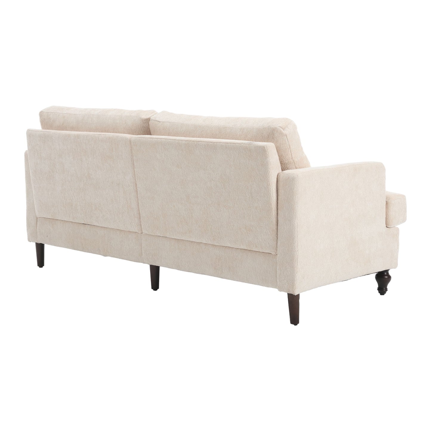 Mid Century Modern Chenille Fabric Loveseat Sofa With Brown Wood Feet, 2 Seat Upholstered Couch For Living Room And Bedroom - Beige