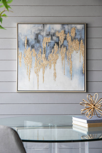 Modern Oil Painting, Square Framed Wall Art For Living Room Dining Room Office - Multicolor