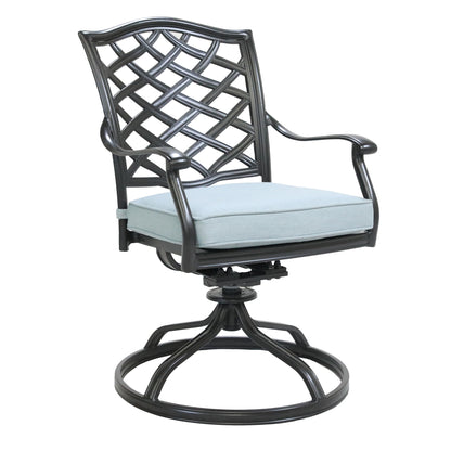 Aluminum 5 Piece Round Dining Set With 4 Swivel Rockers - Light Blue