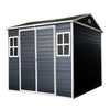Resin Outdoor Storage Shed With Two-Window And Floor - Black