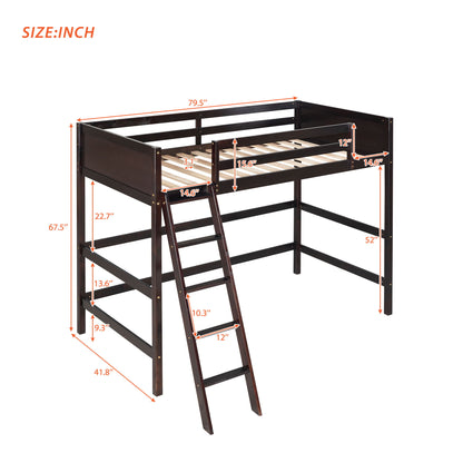 Twin Size Loft Bed With Ladder - Espresso