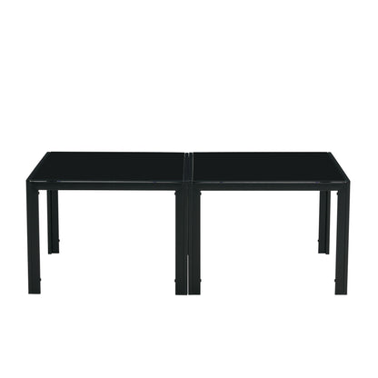 Coffee Table (Set of 2), Square Modern Table With Tempered Glass Finish For Living Room - Black
