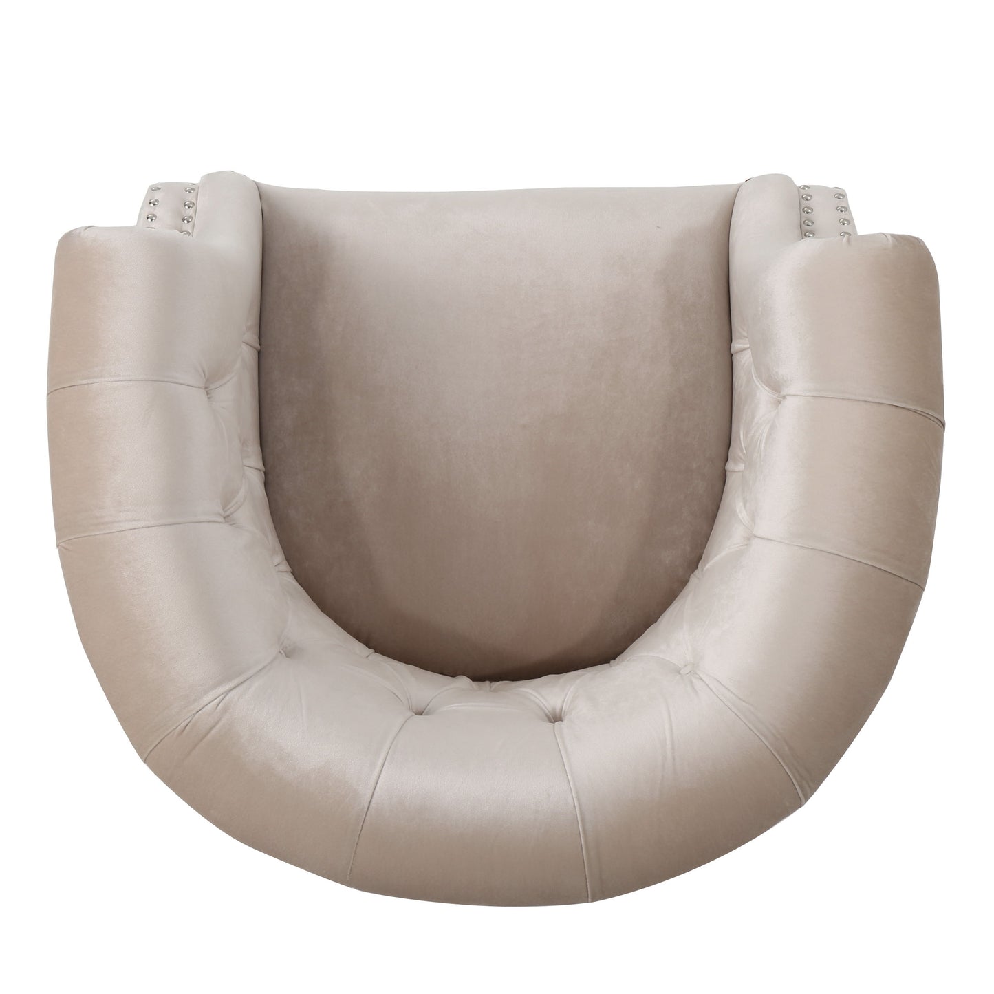 Celestialis - Upholstered Velvet Club Chair With Tub Design And Rolled Recessed Armrests - Champagne