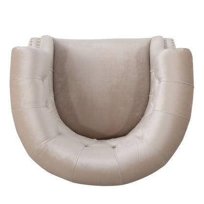Celestialis - Upholstered Velvet Club Chair With Tub Design And Rolled Recessed Armrests - Champagne