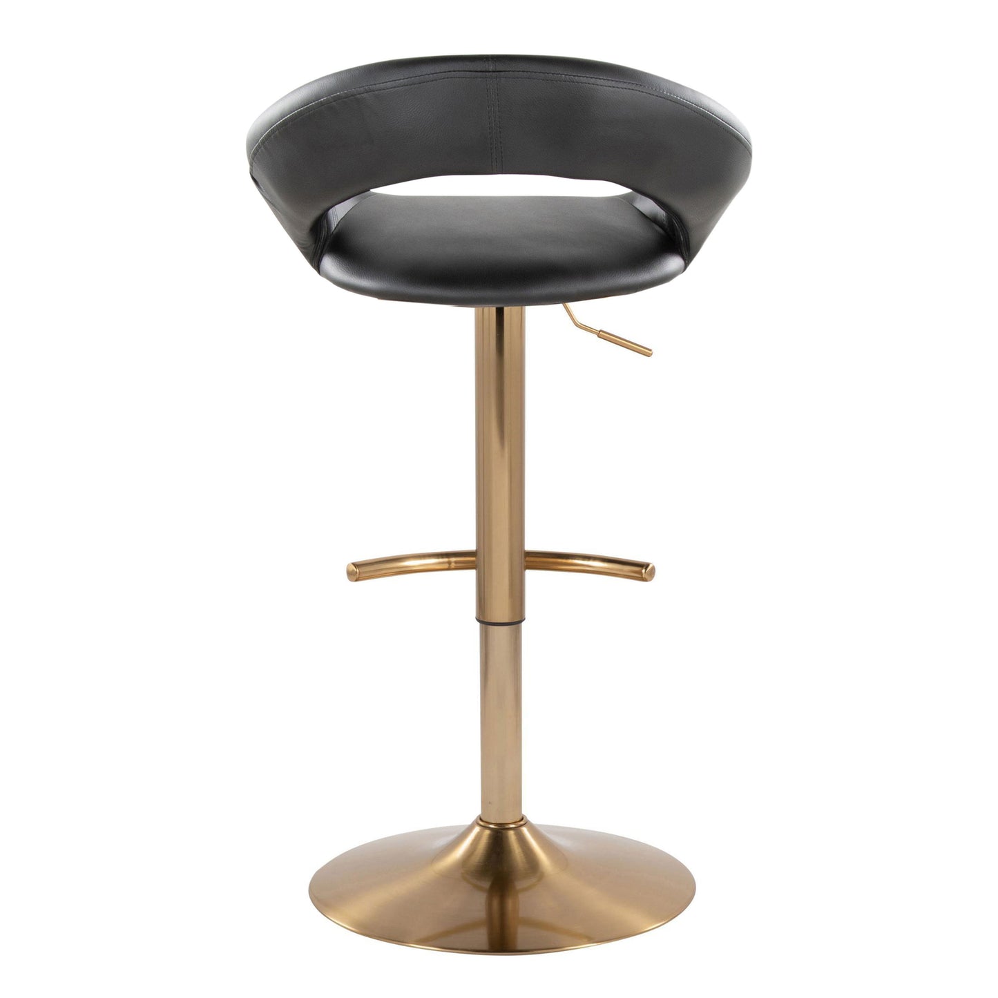 Posh - Contemporary / Glam Adjustable Barstool With Swivel With Rounded T Footrest (Set of 2) - Gold / Black