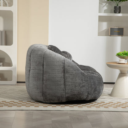 Durable Comfort High Back Bean Bag Sofa Lounger For Adults And Kids - Gray
