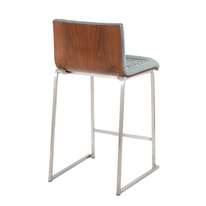 Mason Mara - Contemporary Fixed Height Counter Stool (Set of 2) - Walnut / Green