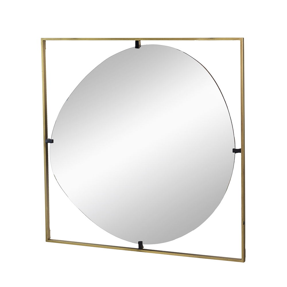 Poppy Mirror With Metal Frame Contemporary Design For Bathroom, Entryway Wall Decor - Golden Black