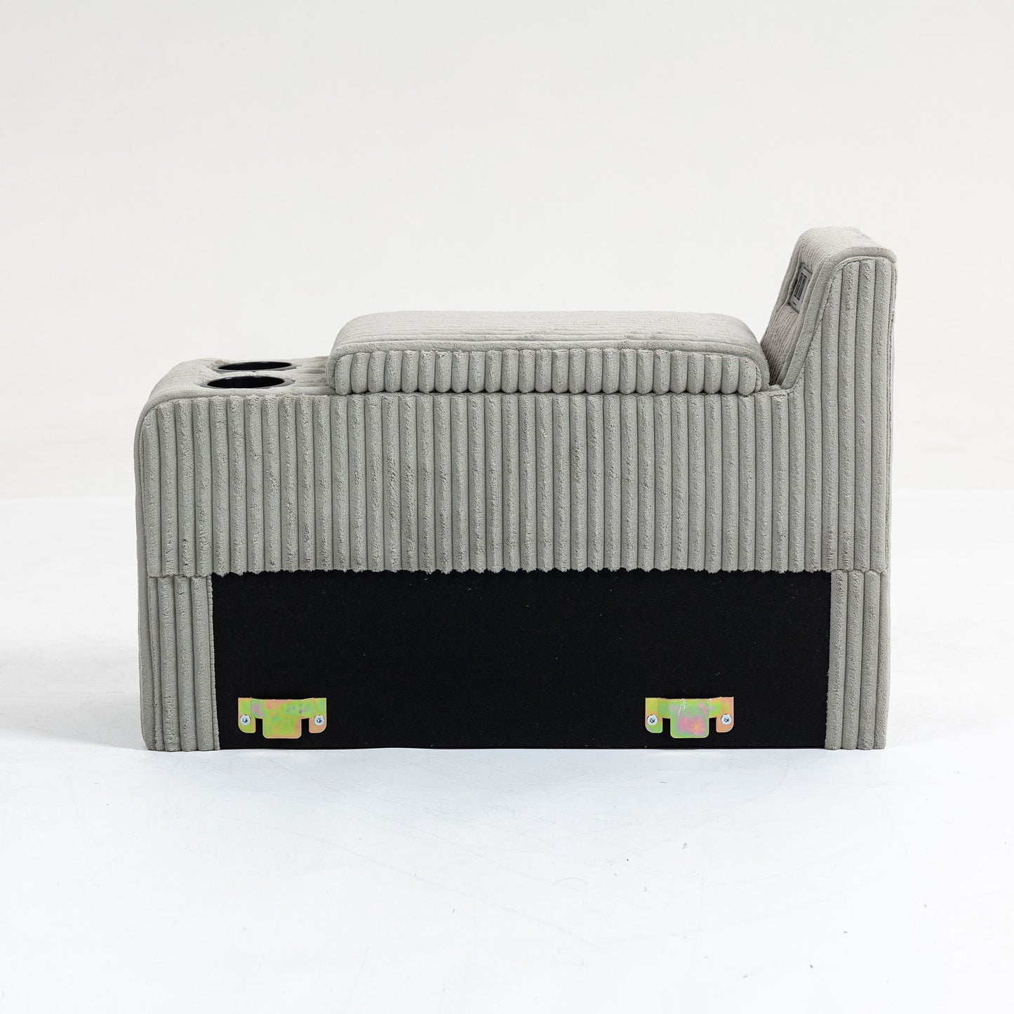 Modular Sofa Coffee Table Module With Storage Function, Cupholders, USB Ports For Living Room Apartment - Gray