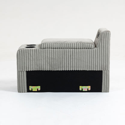 Modular Sofa Coffee Table Module With Storage Function, Cupholders, USB Ports For Living Room Apartment - Gray