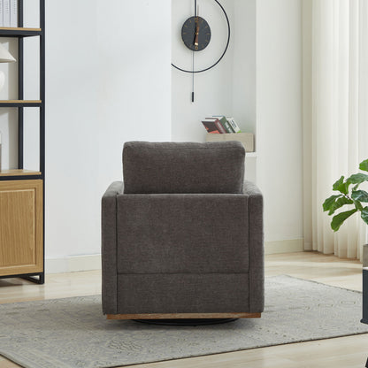 Modern Square Upholstered Swivel Accent Chair With Chenille Fabric - Charcoal