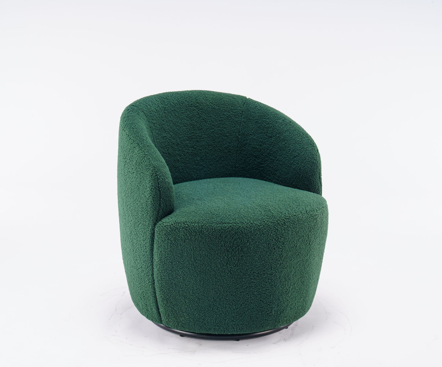 Teddy Fabric Swivel Accent Armchair Barrel Chair With Black Powder Coating Metal Ring - Dark Green