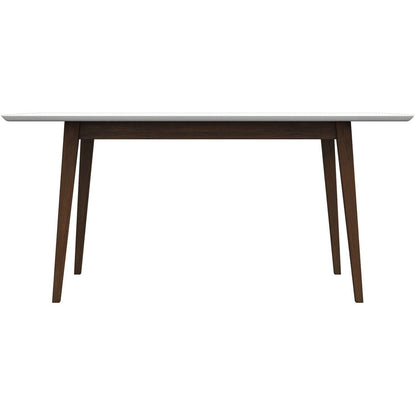 Mary - Modern Style Solid Wood Rectangular Dining Kitchen Table - White, Brown