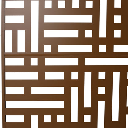 Outdoor & Indoor Privacy Screen Metal Privacy Screen, Freestanding Decorative Privacy Screen - Brown