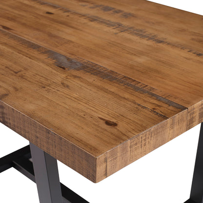 Rustic Metal And Solid Distressed Dining Table - Rustic Oak