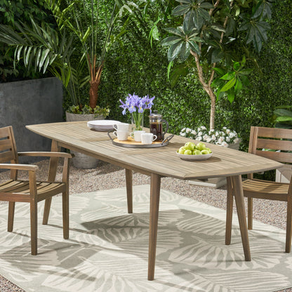 Placidity - Outdoor Expandable Dining Table With Slatted Tabletop And Tapered Legs - Gray
