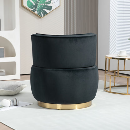 Coolmore - Swivel Barrel Chair, 360 Degree Round Armchair With Fluffy Velvet Upholstery For Living Room, Bedroom, Office - Black