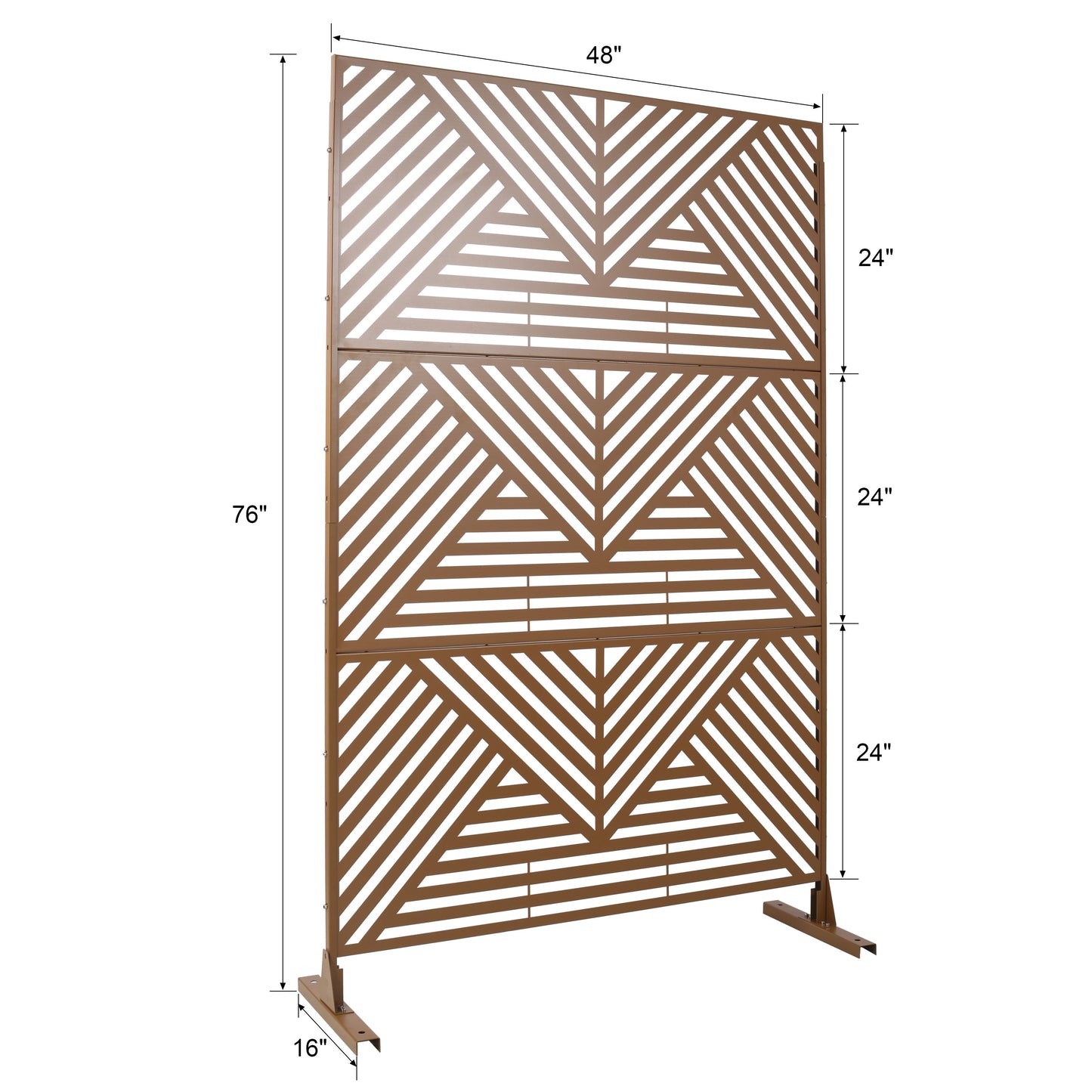 Freestanding Decorative Privacy Screen For Deck Balcony Patio, Metal Privacy Screen - Brown