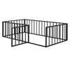 Twin Size Floor Bed Frame With Fence And Door - Black