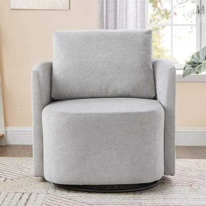 Modern 360ÔøΩÔøΩ Swivel Accent Barrel Armchair Chenille, Upholstered With Curved Design For Living Room, Bedroom, Office, And Hotel - Gray