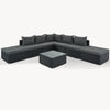 8 Pieces Outdoor Patio Furniture Sets, Garden Conversation Wicker Sofa Set, Single Sofa Combinable - Gray / Black