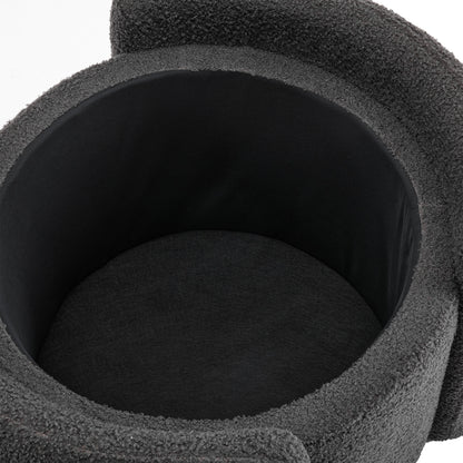 Cozy Boucle Storage Ottoman: Stylish Comfort With Hidden Storage - Gray