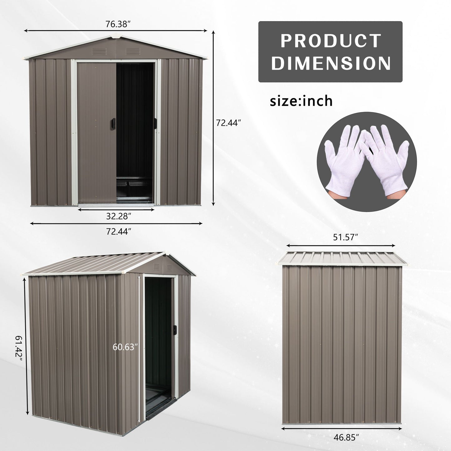 6Ft x 5Ft Outdoor Metal Storage Shed - Gray