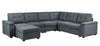 Isla - Woven Fabric 7 Seater Sectional Sofa With Ottoman - Gray