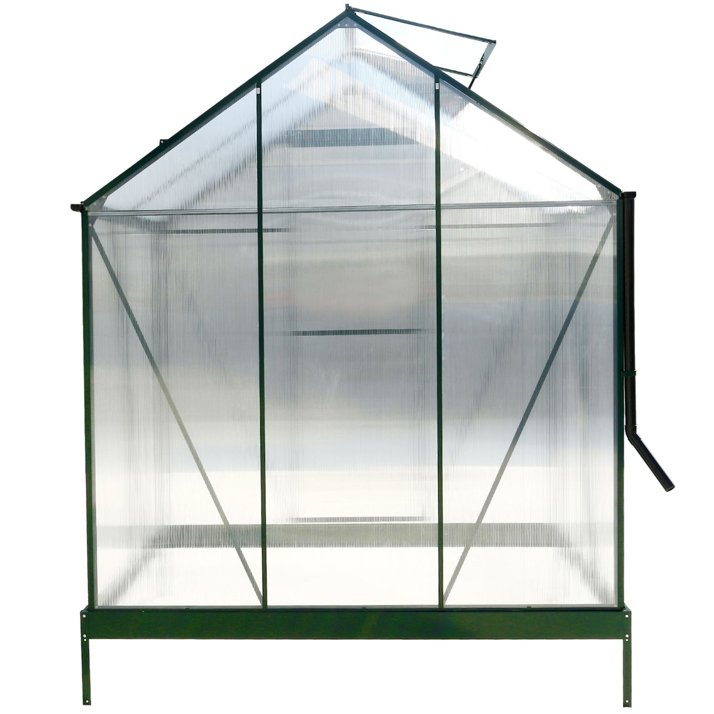 6.3'x4.2'x7' Polycarbonate Greenhouse, Heavy Duty Outdoor Aluminum Walk-In Green House Kit With Rain Gutter, Vent And Door For Backyard Garden - Green