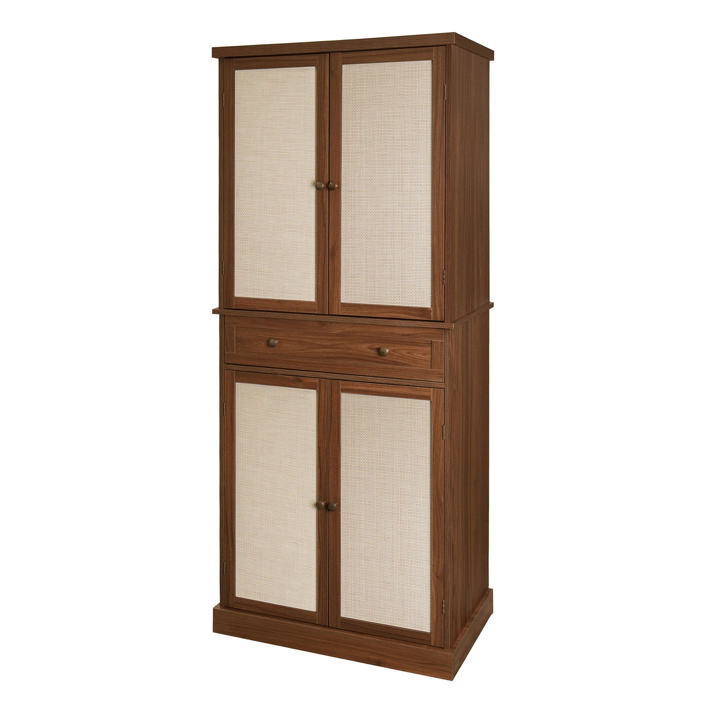 4 Door Cabinet With 1 Drawer, With 4 Adjustable Inner Shelves, Storage Cabinet - Walnut