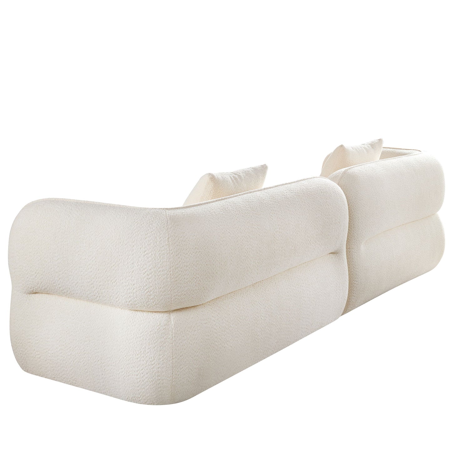 Sectional Sofa, Durable Fabric, Solid Wood Frame, High Density Sponge Filler - White