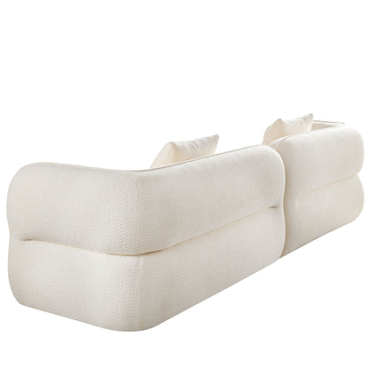 Sectional Sofa, Durable Fabric, Solid Wood Frame, High Density Sponge Filler - White