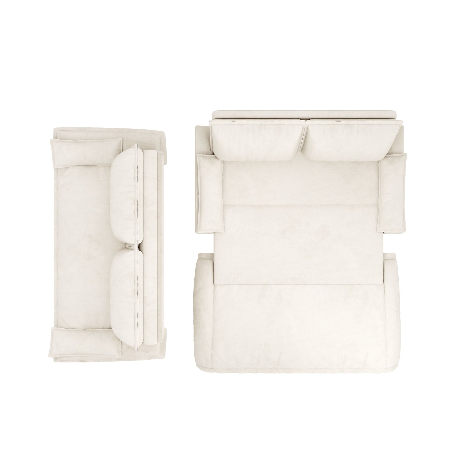 Queen Pull Out Sofa Bed, 3 In 1 Convertible Sleeper Sofa Multifunctional Velvet Loveseat Bed - Beige