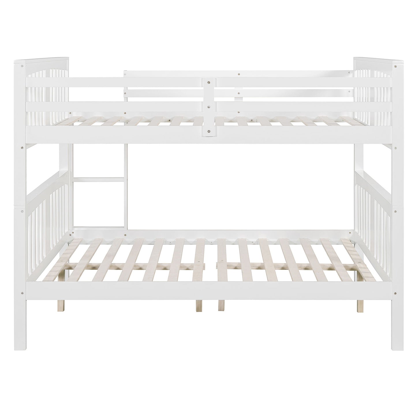 Full Over Full Bunk Bed With Ladder For Bedroom - White