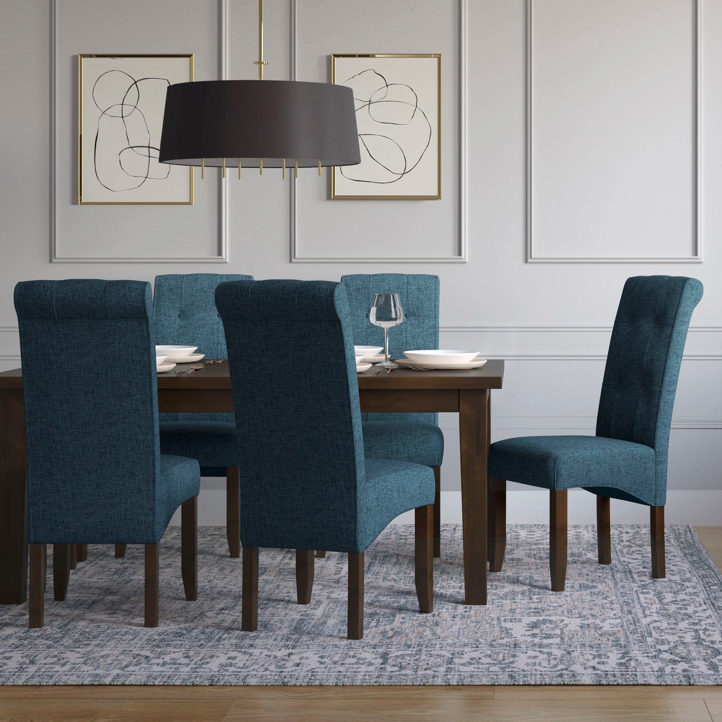 Cosmopolitan - Deluxe Tufted Parson Chair (Set of 2) - Denim Blue