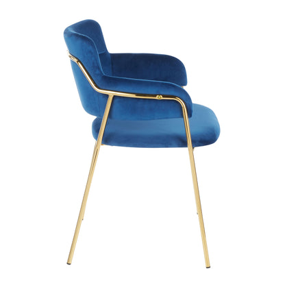 Napoli - Contemporary Chair (Set of 2) - Gold / Blue