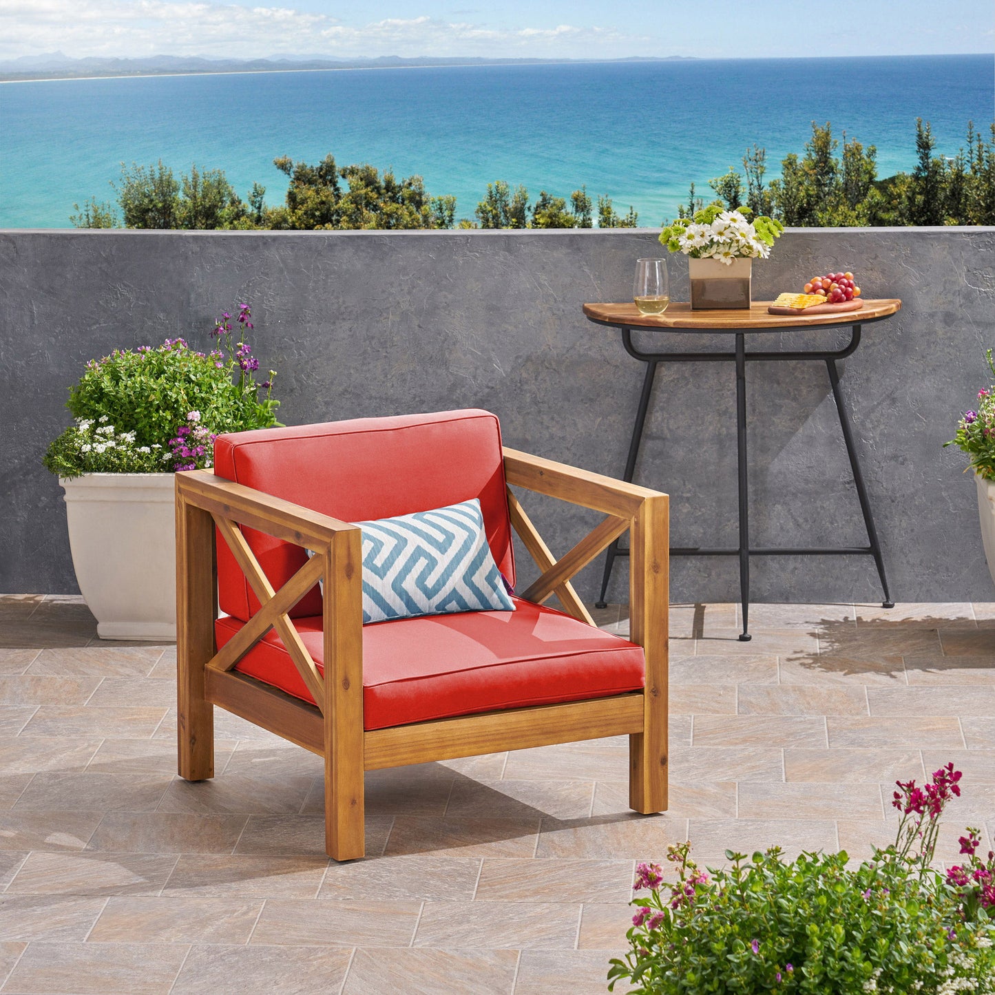 Brava - Modern Club Chair With Water Resistant Cushions - Red