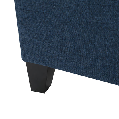 Glouster - Contemporary Storage Ottoman With Button Tufted Design - Navy Blue