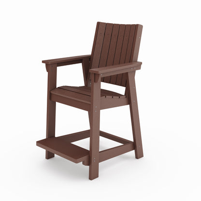 Modern Counter Chair Sleek HDPE Poly Lumber For Dining, Patio, And Garden Comfort - Brown