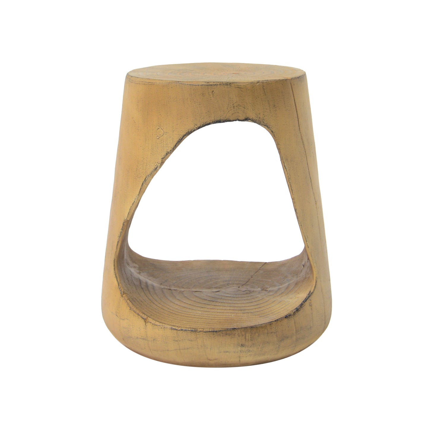 Mgo Hollow Side Table With Wood - Like Texture - Natural
