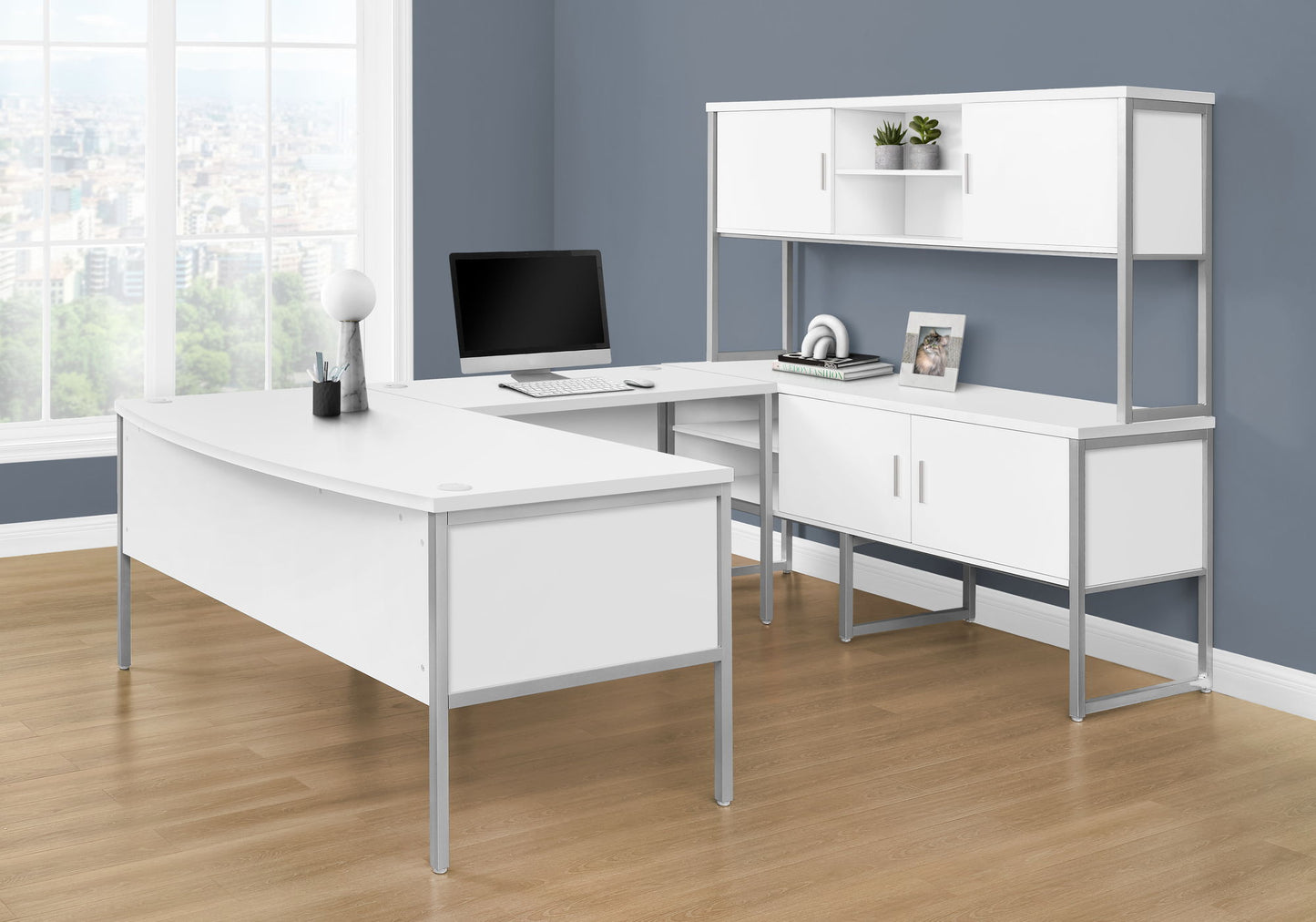 Computer Desk, Home Office, Commercial Grade, Contemporary & Modern - White