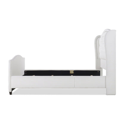 Marcella - Queen Upholstered Shelter Headboard Bed Set - Bright White
