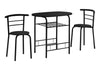3 Pieces Dining Table Set, Small, Contemporary & Modern - Black