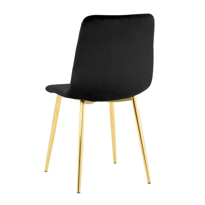 Modern Light Luxury Dining Chair With Gold Metal Legs (Set of 4) - Black